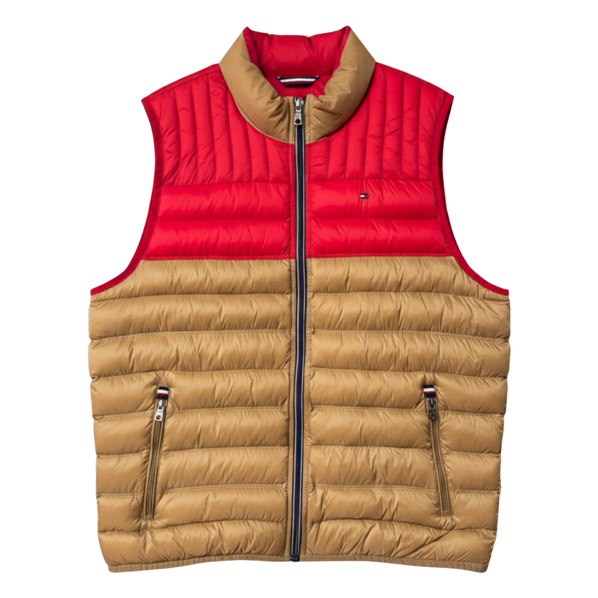 CHALECO TOMMY HILFIGER ROJO Y CAMEL